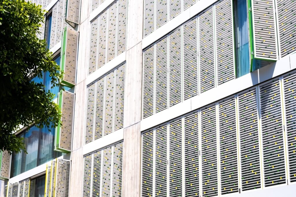 Modern sliding blinds decorated with colors to protect the interior of houses from heat and sun